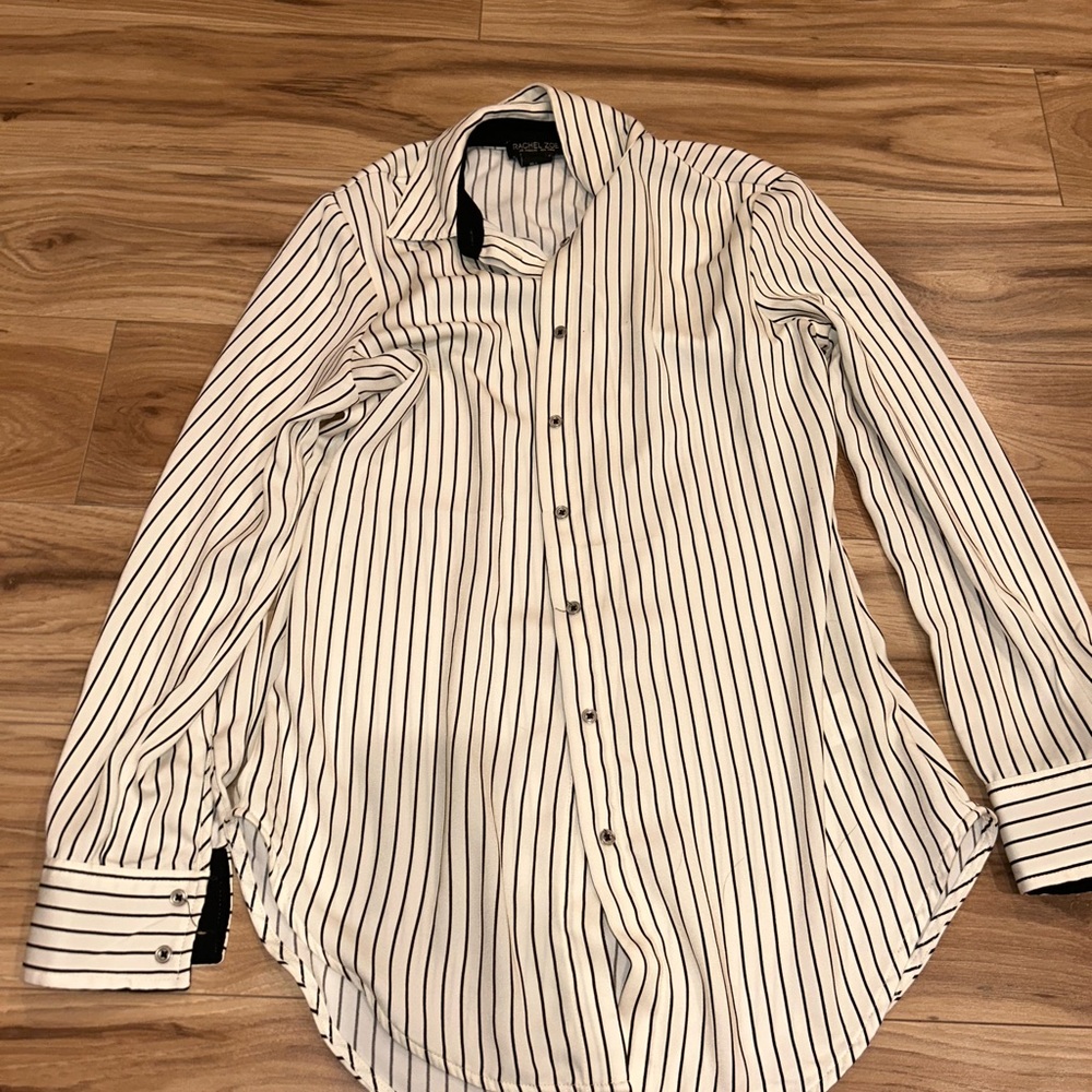 Rachel Zoe Striped White and Black button up blouse